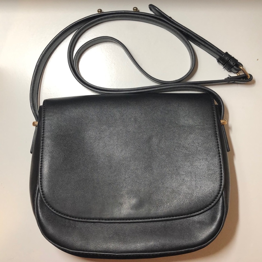 Faux leather over-the-shoulder bag